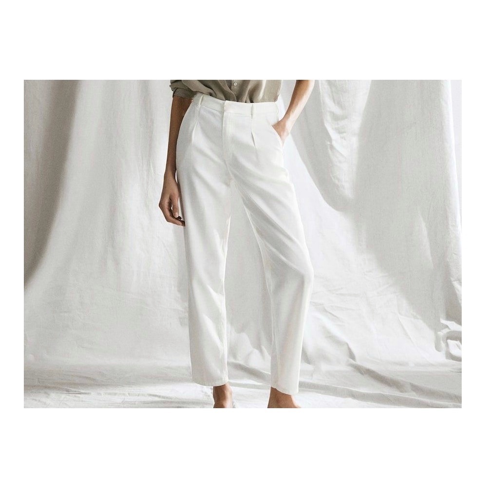 Massimo Dutti ivory white corduroy pants